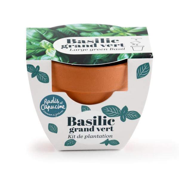 Radis et Capucine - Mini kit Basilic Grand Vert - Terre Cuite - 6 cm - PACKAGING_RECTO
